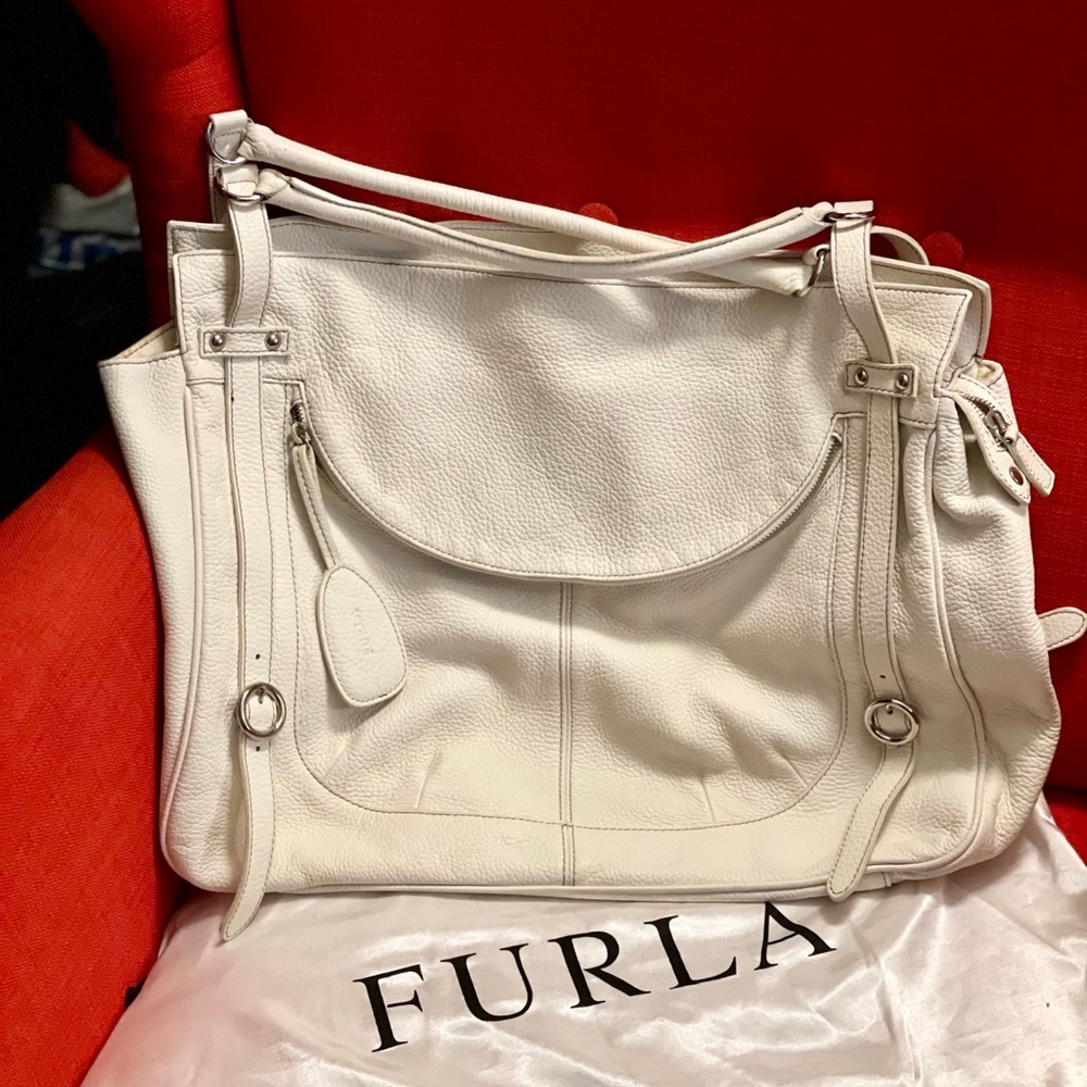 FURLA White Leather Hobo